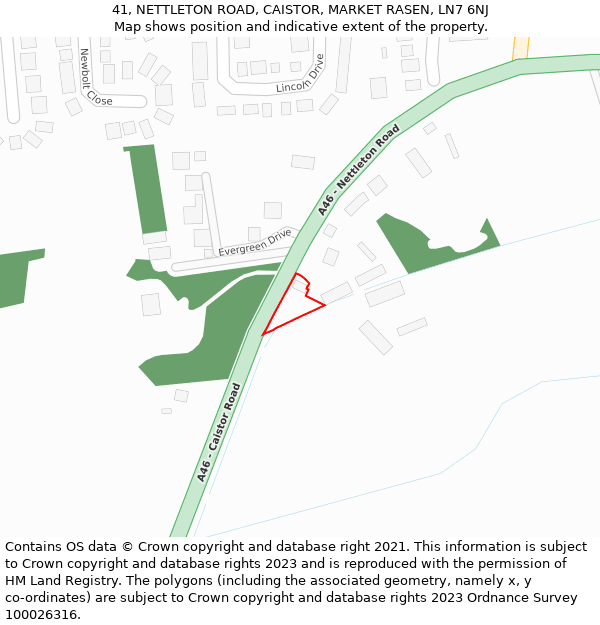 41, NETTLETON ROAD, CAISTOR, MARKET RASEN, LN7 6NJ: Location map and indicative extent of plot