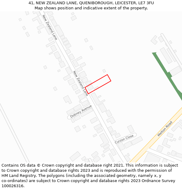 41, NEW ZEALAND LANE, QUENIBOROUGH, LEICESTER, LE7 3FU: Location map and indicative extent of plot