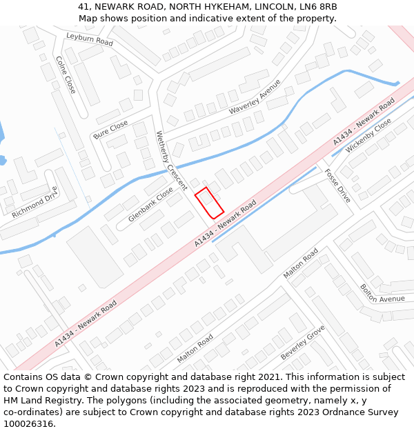 41, NEWARK ROAD, NORTH HYKEHAM, LINCOLN, LN6 8RB: Location map and indicative extent of plot