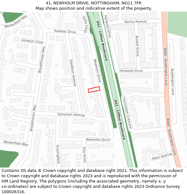 41, NEWHOLM DRIVE, NOTTINGHAM, NG11 7FR: Location map and indicative extent of plot