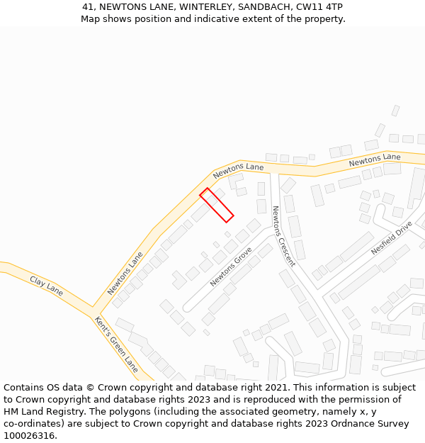 41, NEWTONS LANE, WINTERLEY, SANDBACH, CW11 4TP: Location map and indicative extent of plot