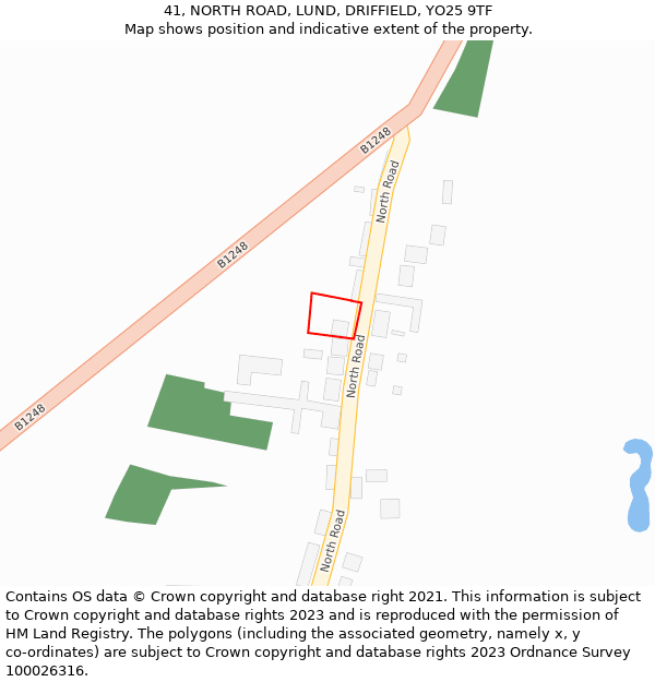 41, NORTH ROAD, LUND, DRIFFIELD, YO25 9TF: Location map and indicative extent of plot