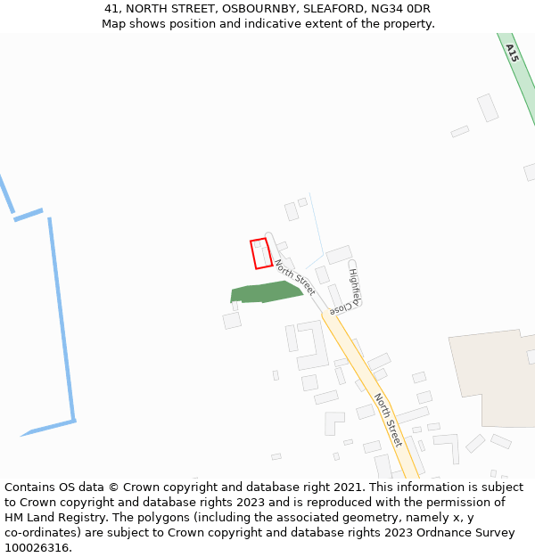 41, NORTH STREET, OSBOURNBY, SLEAFORD, NG34 0DR: Location map and indicative extent of plot