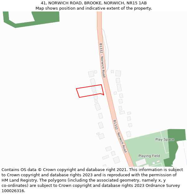 41, NORWICH ROAD, BROOKE, NORWICH, NR15 1AB: Location map and indicative extent of plot