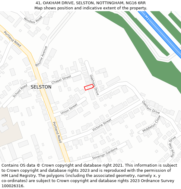 41, OAKHAM DRIVE, SELSTON, NOTTINGHAM, NG16 6RR: Location map and indicative extent of plot