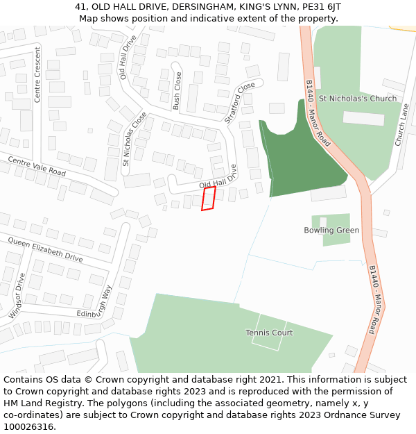 41, OLD HALL DRIVE, DERSINGHAM, KING'S LYNN, PE31 6JT: Location map and indicative extent of plot