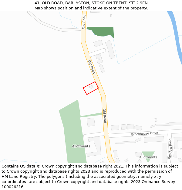 41, OLD ROAD, BARLASTON, STOKE-ON-TRENT, ST12 9EN: Location map and indicative extent of plot