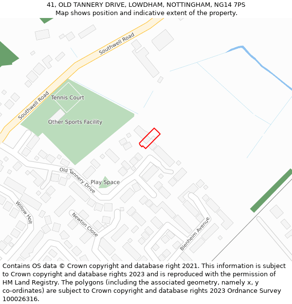41, OLD TANNERY DRIVE, LOWDHAM, NOTTINGHAM, NG14 7PS: Location map and indicative extent of plot