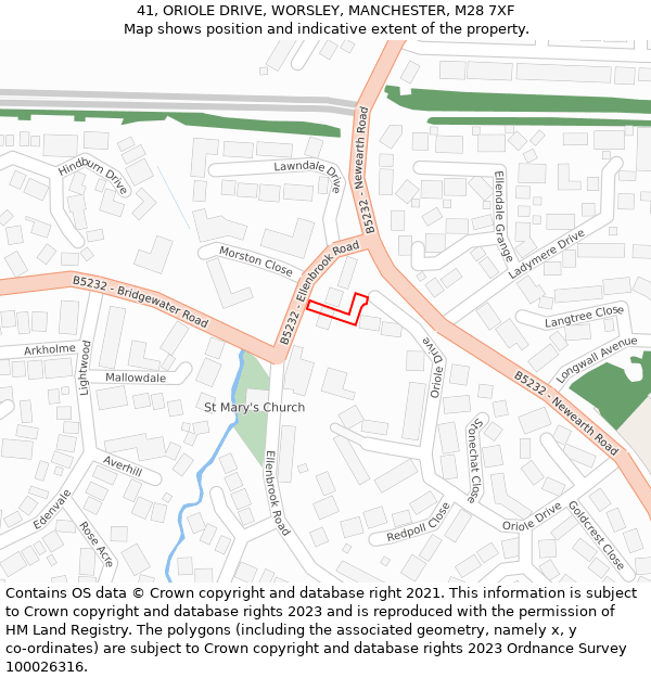 41, ORIOLE DRIVE, WORSLEY, MANCHESTER, M28 7XF: Location map and indicative extent of plot