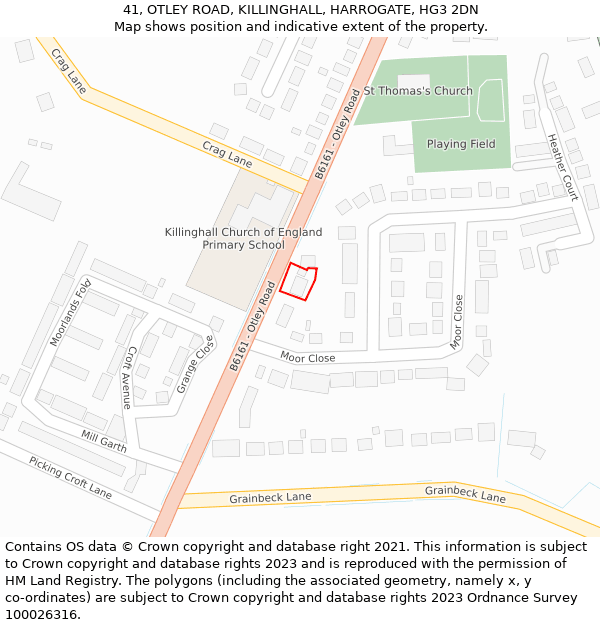 41, OTLEY ROAD, KILLINGHALL, HARROGATE, HG3 2DN: Location map and indicative extent of plot