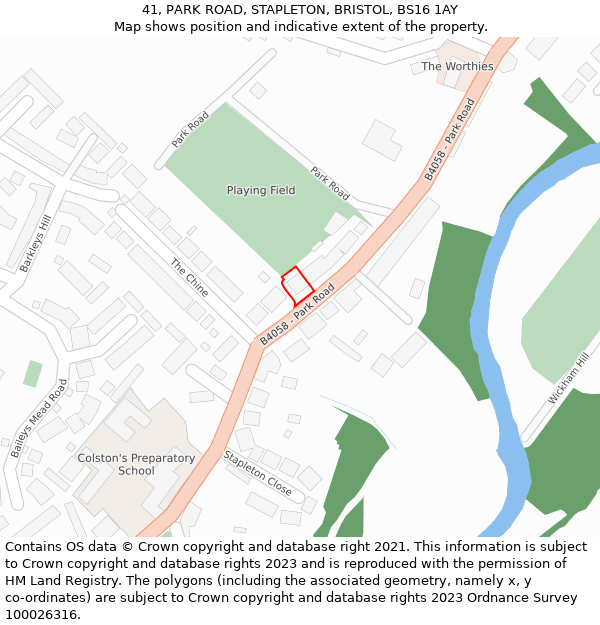 41, PARK ROAD, STAPLETON, BRISTOL, BS16 1AY: Location map and indicative extent of plot