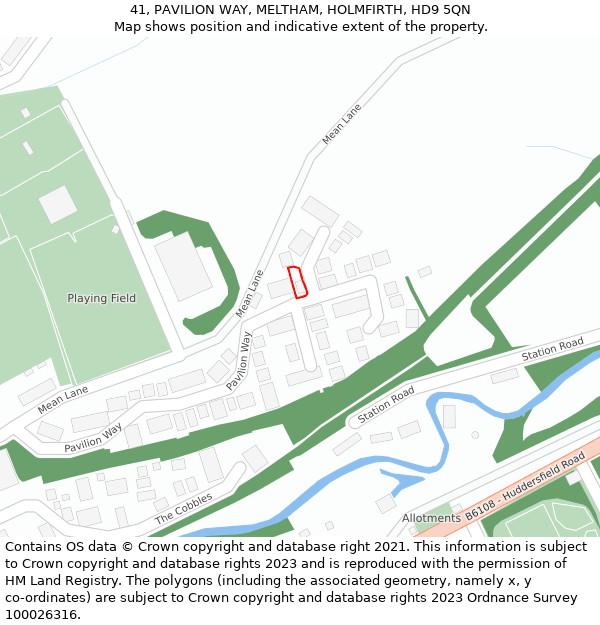 41, PAVILION WAY, MELTHAM, HOLMFIRTH, HD9 5QN: Location map and indicative extent of plot