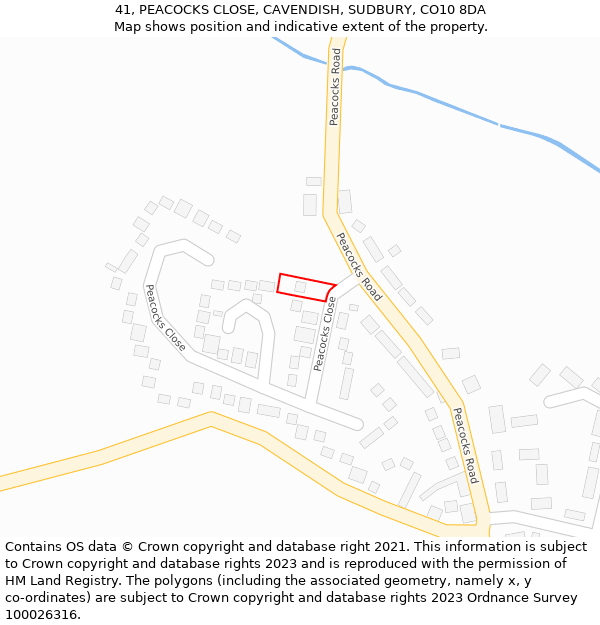 41, PEACOCKS CLOSE, CAVENDISH, SUDBURY, CO10 8DA: Location map and indicative extent of plot