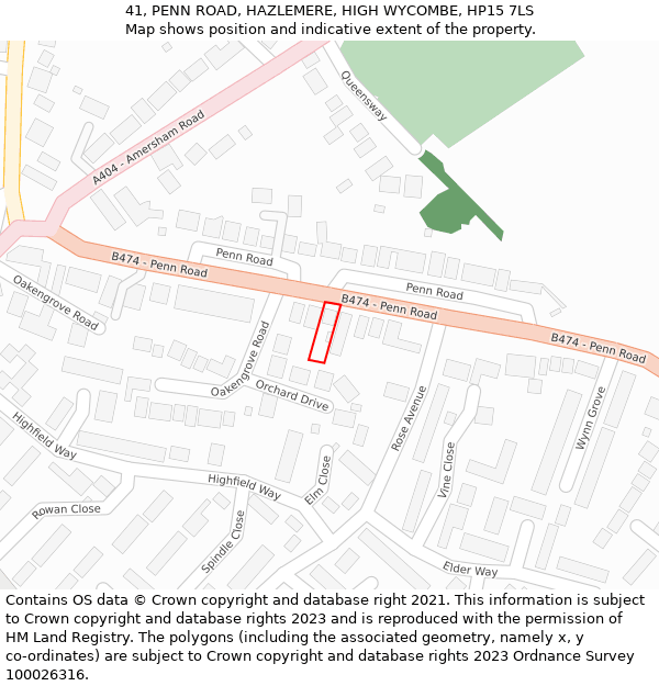 41, PENN ROAD, HAZLEMERE, HIGH WYCOMBE, HP15 7LS: Location map and indicative extent of plot