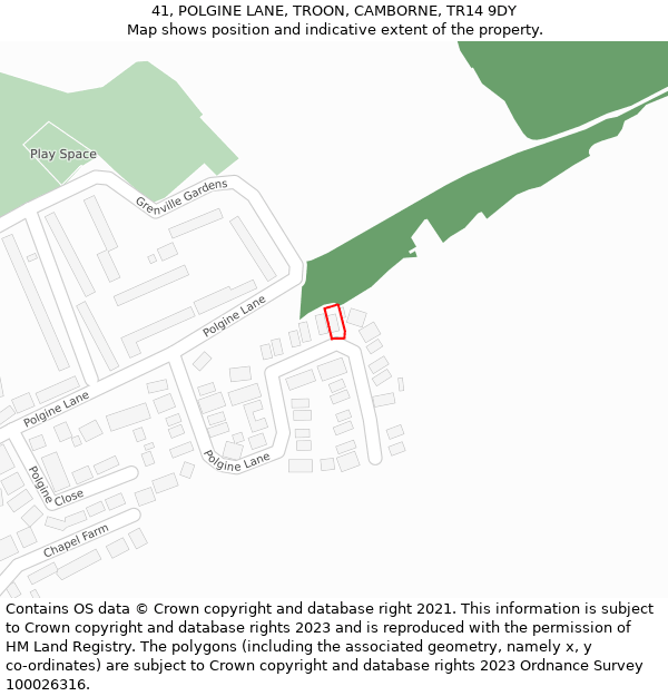 41, POLGINE LANE, TROON, CAMBORNE, TR14 9DY: Location map and indicative extent of plot