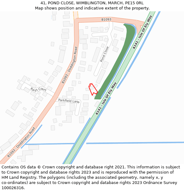 41, POND CLOSE, WIMBLINGTON, MARCH, PE15 0RL: Location map and indicative extent of plot