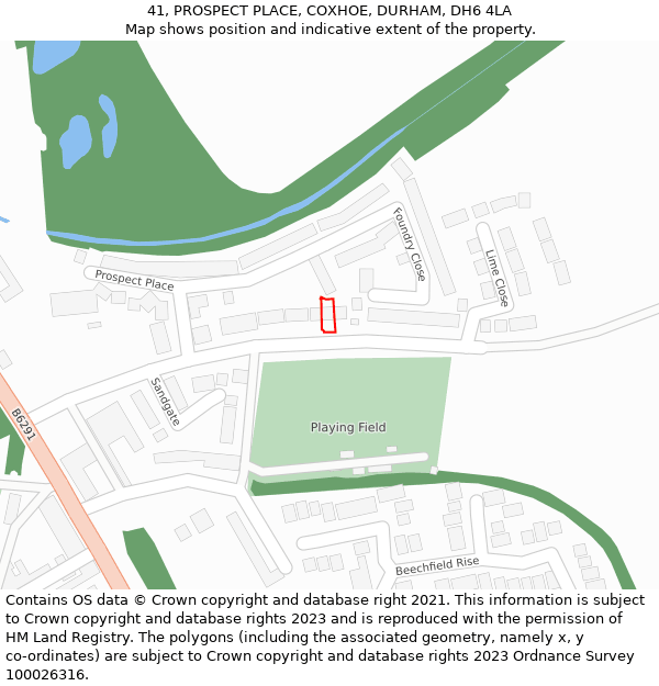 41, PROSPECT PLACE, COXHOE, DURHAM, DH6 4LA: Location map and indicative extent of plot