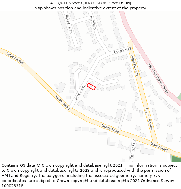 41, QUEENSWAY, KNUTSFORD, WA16 0NJ: Location map and indicative extent of plot