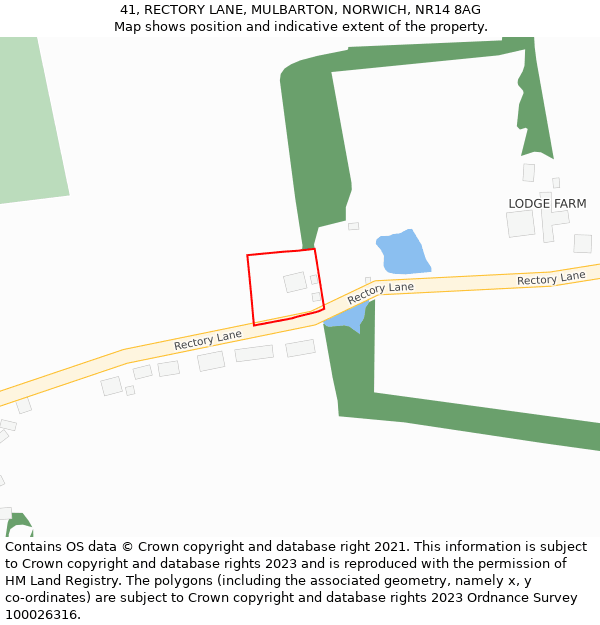41, RECTORY LANE, MULBARTON, NORWICH, NR14 8AG: Location map and indicative extent of plot