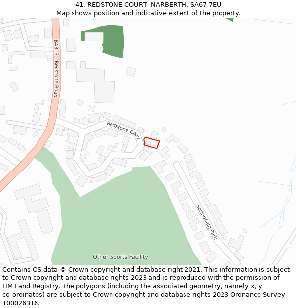 41, REDSTONE COURT, NARBERTH, SA67 7EU: Location map and indicative extent of plot