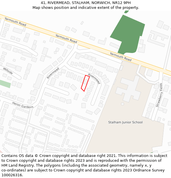 41, RIVERMEAD, STALHAM, NORWICH, NR12 9PH: Location map and indicative extent of plot