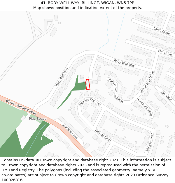 41, ROBY WELL WAY, BILLINGE, WIGAN, WN5 7PP: Location map and indicative extent of plot