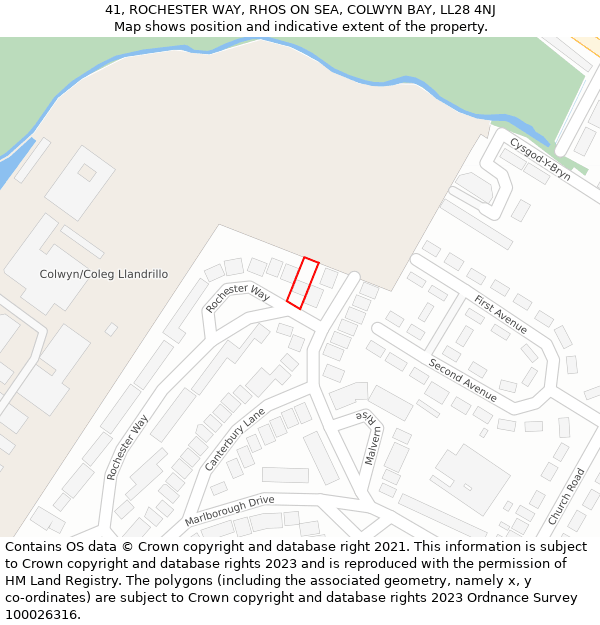 41, ROCHESTER WAY, RHOS ON SEA, COLWYN BAY, LL28 4NJ: Location map and indicative extent of plot