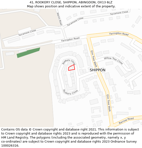 41, ROOKERY CLOSE, SHIPPON, ABINGDON, OX13 6LZ: Location map and indicative extent of plot