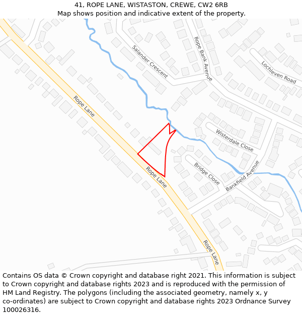 41, ROPE LANE, WISTASTON, CREWE, CW2 6RB: Location map and indicative extent of plot