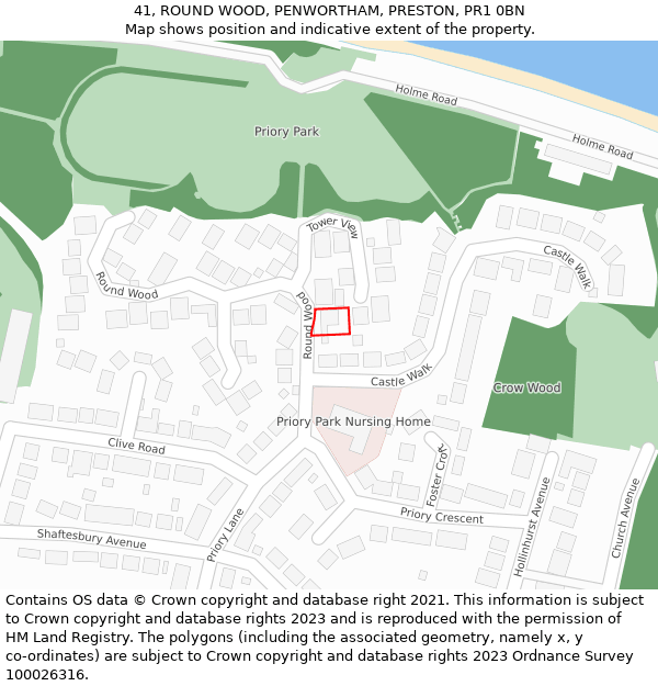 41, ROUND WOOD, PENWORTHAM, PRESTON, PR1 0BN: Location map and indicative extent of plot