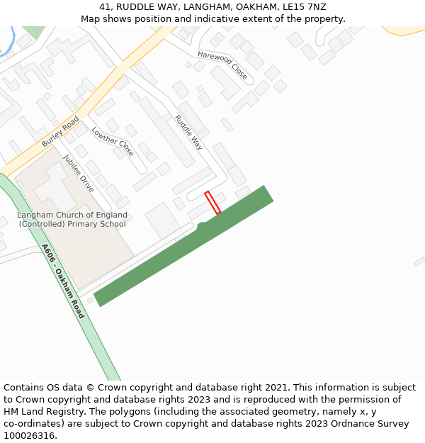 41, RUDDLE WAY, LANGHAM, OAKHAM, LE15 7NZ: Location map and indicative extent of plot