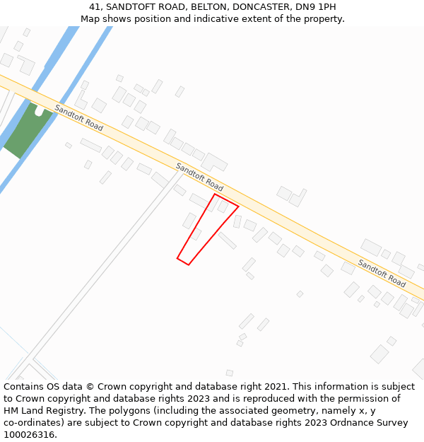 41, SANDTOFT ROAD, BELTON, DONCASTER, DN9 1PH: Location map and indicative extent of plot