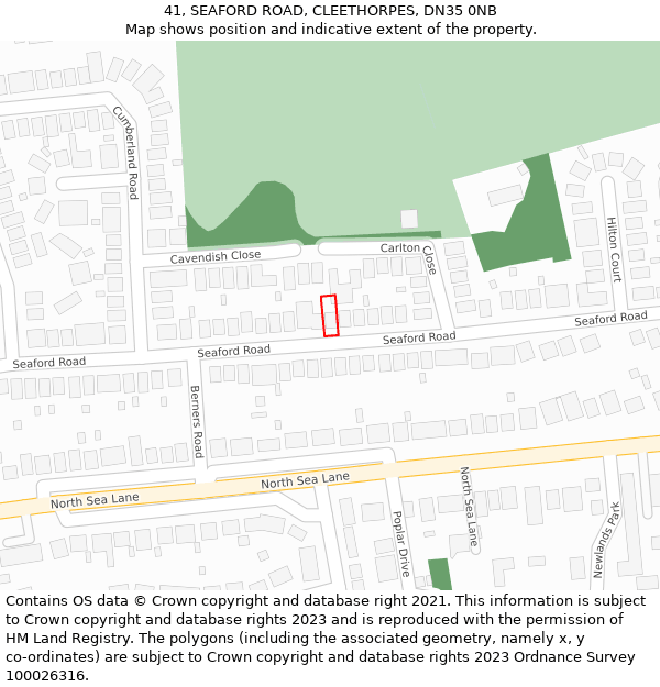 41, SEAFORD ROAD, CLEETHORPES, DN35 0NB: Location map and indicative extent of plot