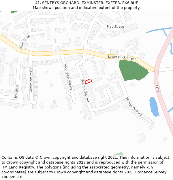 41, SENTRYS ORCHARD, EXMINSTER, EXETER, EX6 8UE: Location map and indicative extent of plot