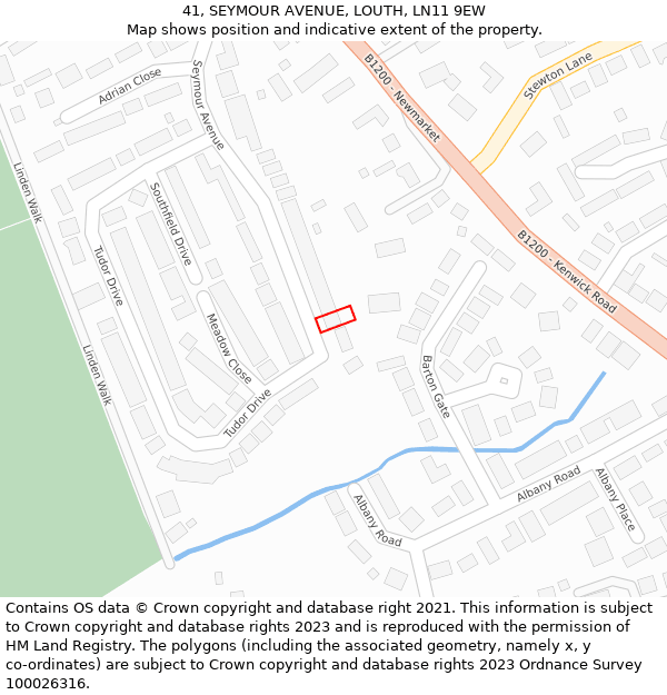 41, SEYMOUR AVENUE, LOUTH, LN11 9EW: Location map and indicative extent of plot