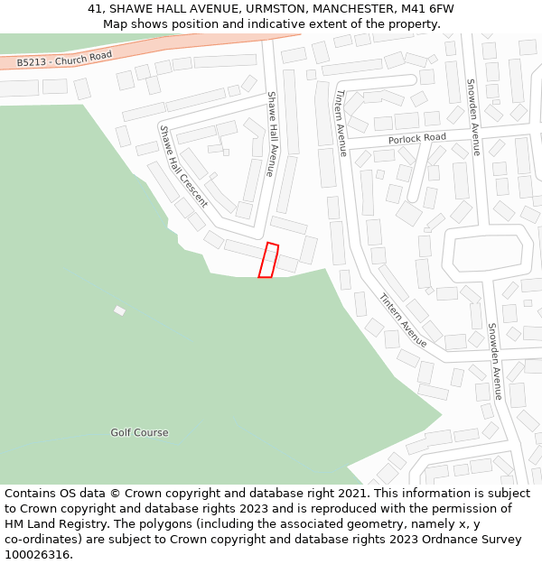 41, SHAWE HALL AVENUE, URMSTON, MANCHESTER, M41 6FW: Location map and indicative extent of plot