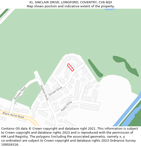 41, SINCLAIR DRIVE, LONGFORD, COVENTRY, CV6 6QX: Location map and indicative extent of plot