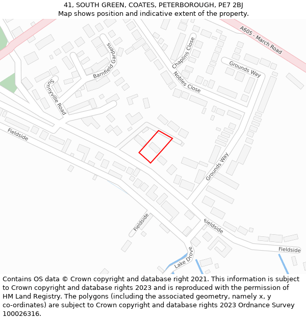 41, SOUTH GREEN, COATES, PETERBOROUGH, PE7 2BJ: Location map and indicative extent of plot