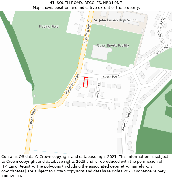 41, SOUTH ROAD, BECCLES, NR34 9NZ: Location map and indicative extent of plot