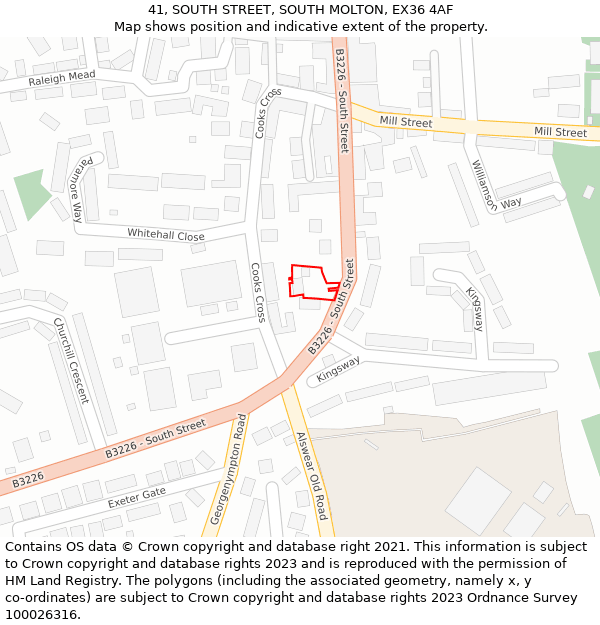 41, SOUTH STREET, SOUTH MOLTON, EX36 4AF: Location map and indicative extent of plot