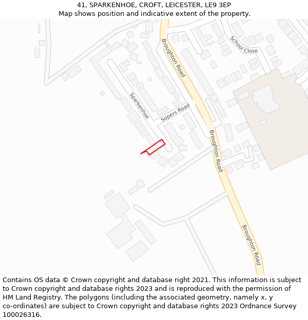 41, SPARKENHOE, CROFT, LEICESTER, LE9 3EP: Location map and indicative extent of plot