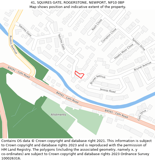 41, SQUIRES GATE, ROGERSTONE, NEWPORT, NP10 0BP: Location map and indicative extent of plot