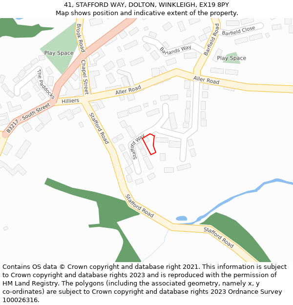 41, STAFFORD WAY, DOLTON, WINKLEIGH, EX19 8PY: Location map and indicative extent of plot