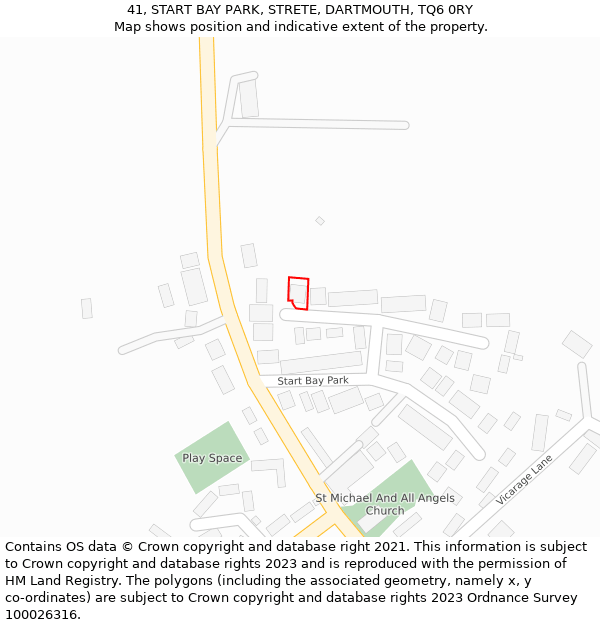 41, START BAY PARK, STRETE, DARTMOUTH, TQ6 0RY: Location map and indicative extent of plot