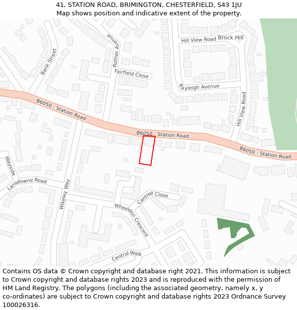 41, STATION ROAD, BRIMINGTON, CHESTERFIELD, S43 1JU: Location map and indicative extent of plot