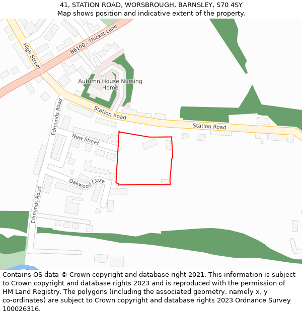 41, STATION ROAD, WORSBROUGH, BARNSLEY, S70 4SY: Location map and indicative extent of plot