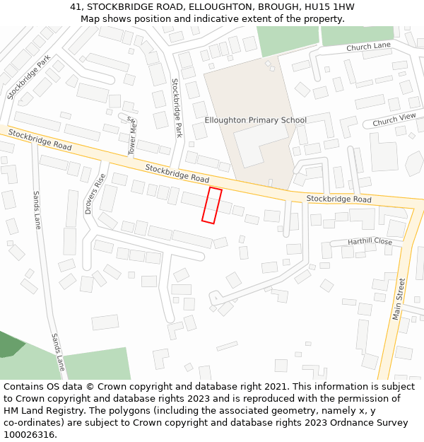 41, STOCKBRIDGE ROAD, ELLOUGHTON, BROUGH, HU15 1HW: Location map and indicative extent of plot