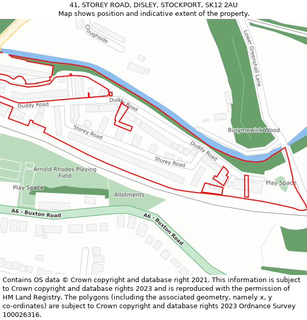 41, STOREY ROAD, DISLEY, STOCKPORT, SK12 2AU: Location map and indicative extent of plot