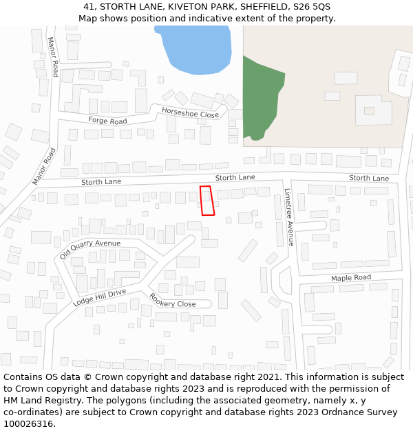 41, STORTH LANE, KIVETON PARK, SHEFFIELD, S26 5QS: Location map and indicative extent of plot