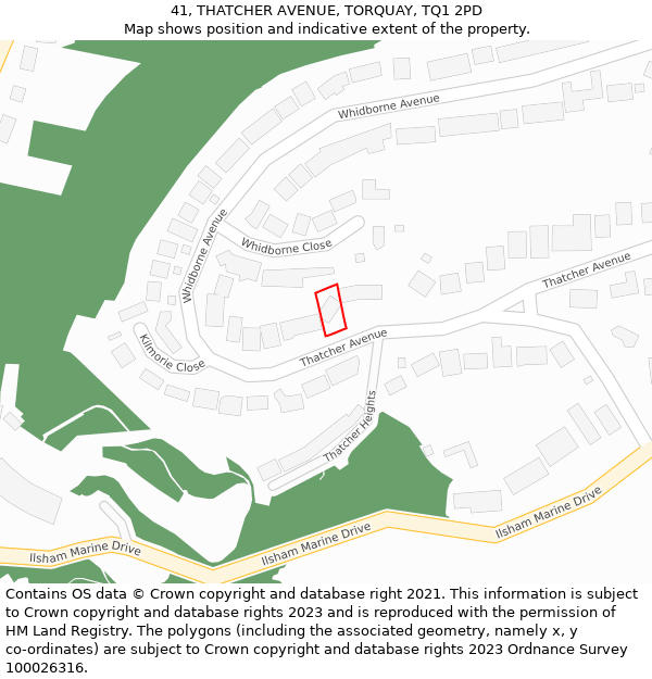 41, THATCHER AVENUE, TORQUAY, TQ1 2PD: Location map and indicative extent of plot